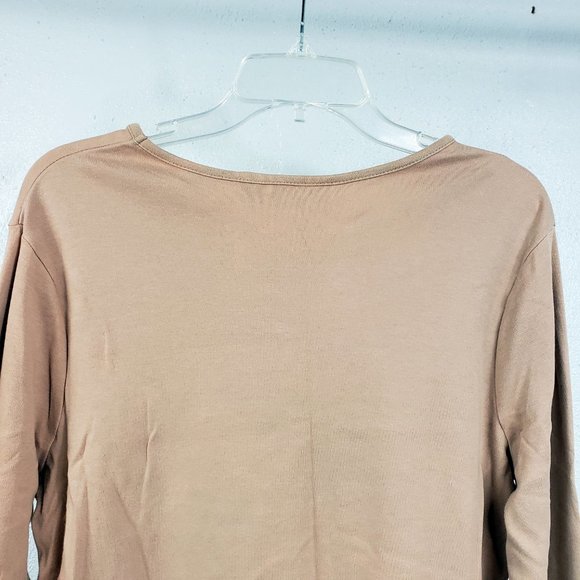 Croft & Barrow Women's Nude Embroidered Scoop Neck Long Sleeve Shirt Top Blouse - Picture 9 of 13